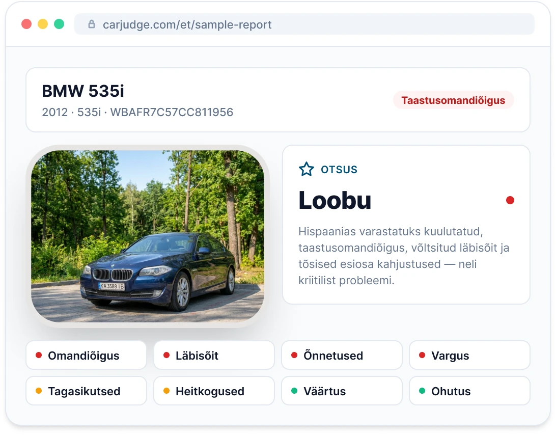 Sõiduki näidisaruande eelvaade