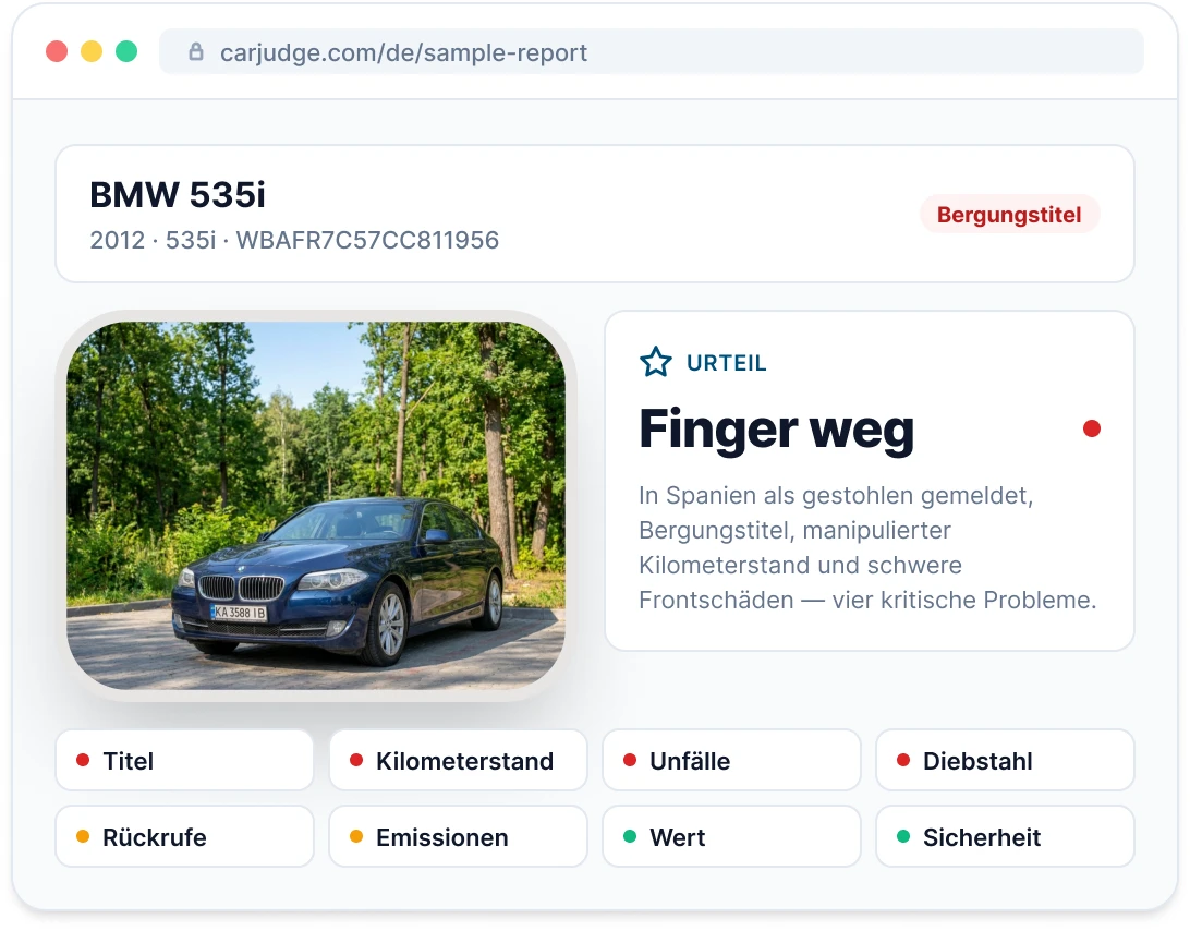 Vorschau eines Beispiel-Fahrzeugberichts