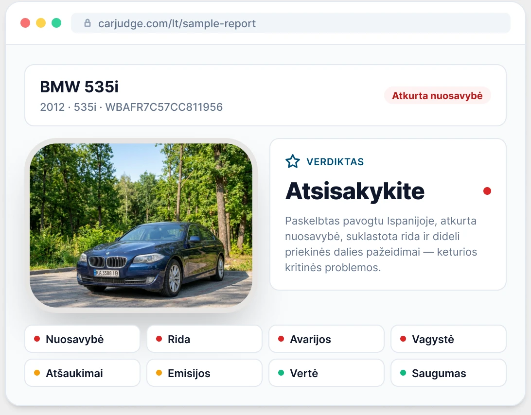 Automobilio ataskaitos pavyzdžio peržiūra