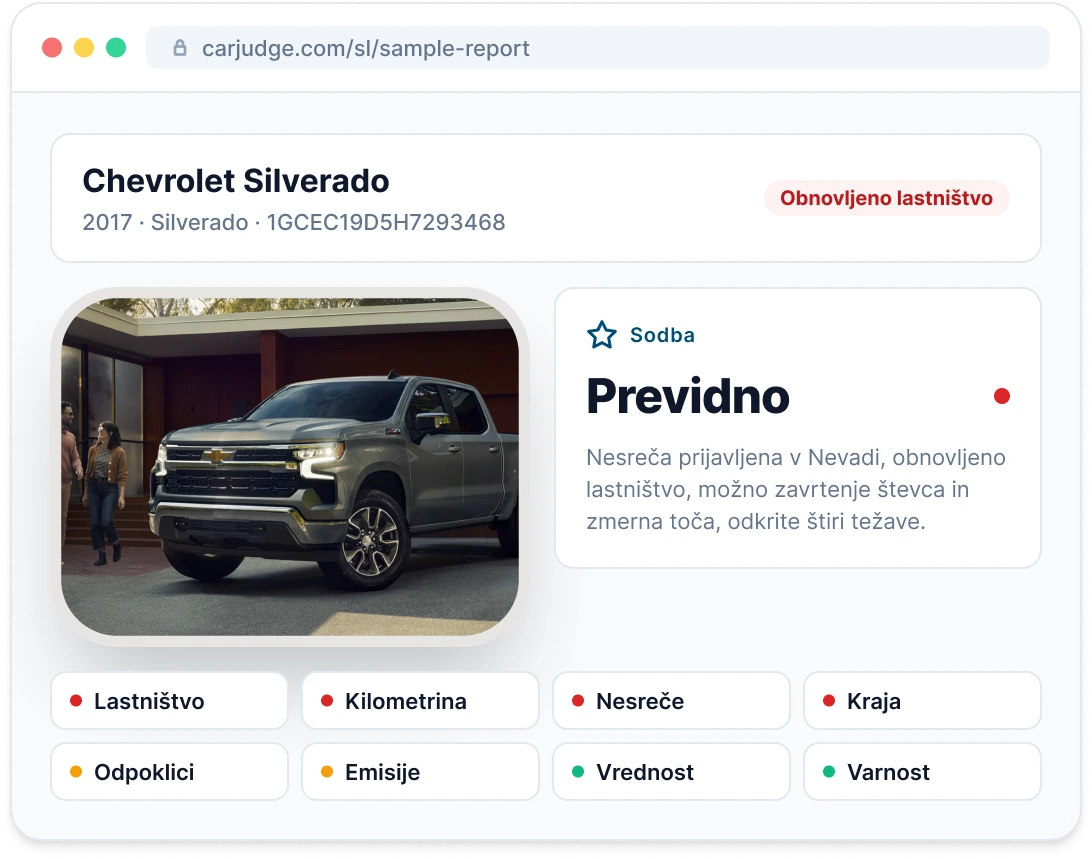 Predogled vzorčnega Vehicle Report