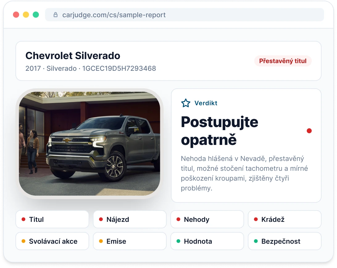 Náhled ukázkového Vehicle Report
