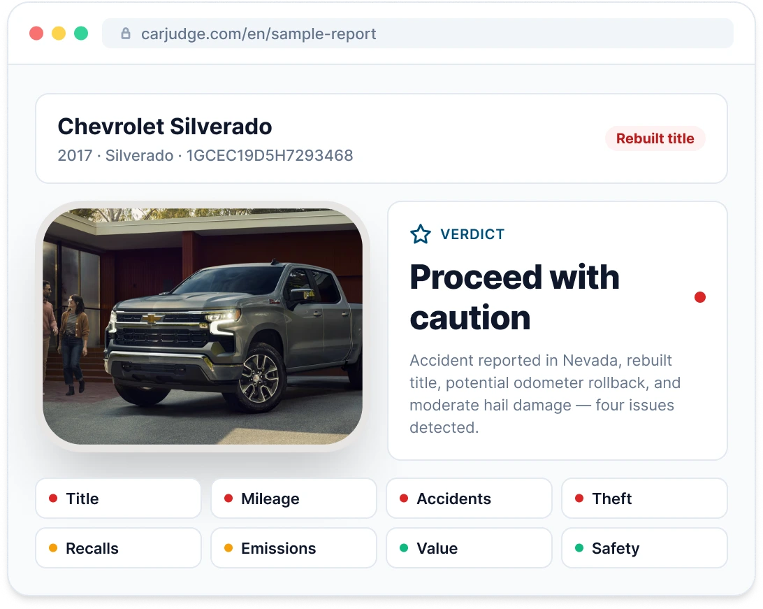 Preview of a sample Vehicle Report