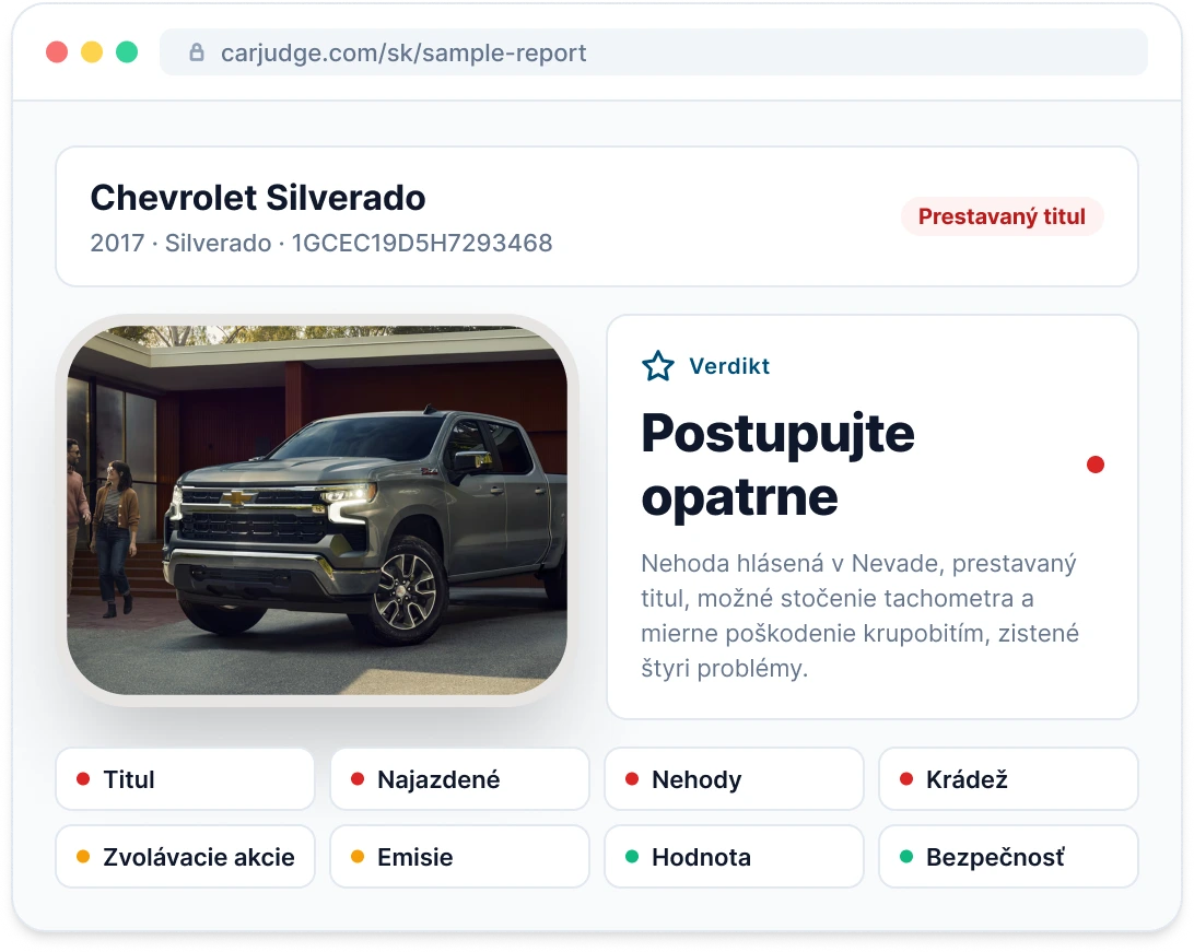 Náhľad ukážkového Vehicle Report