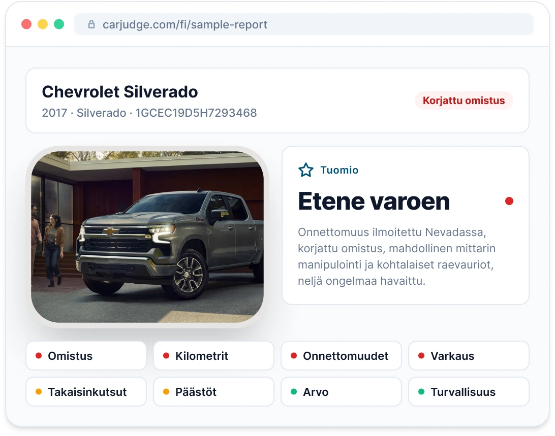 Esimerkki-Vehicle Reportin esikatselu