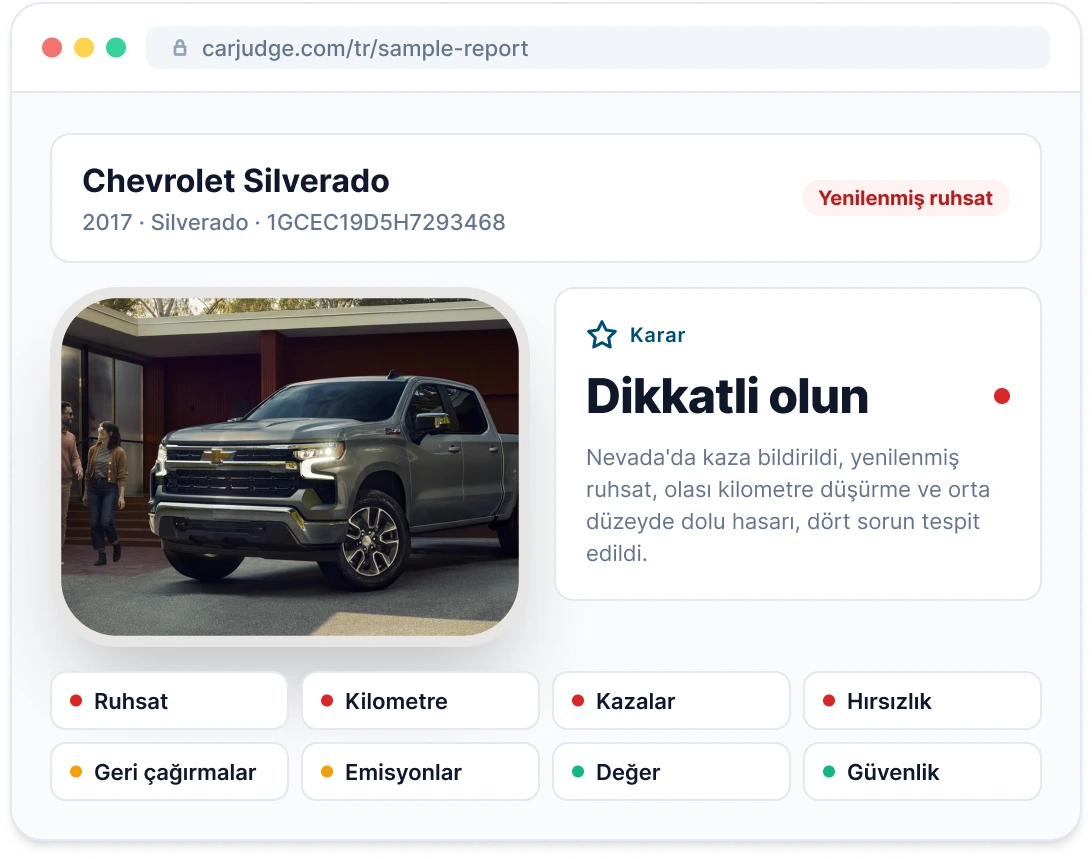 Örnek bir Vehicle Report önizlemesi