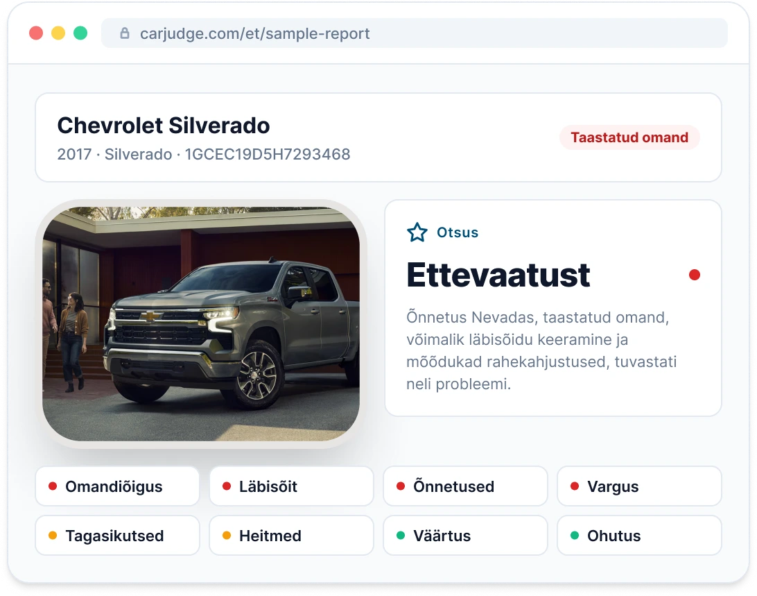 Vehicle Report näidise eelvaade