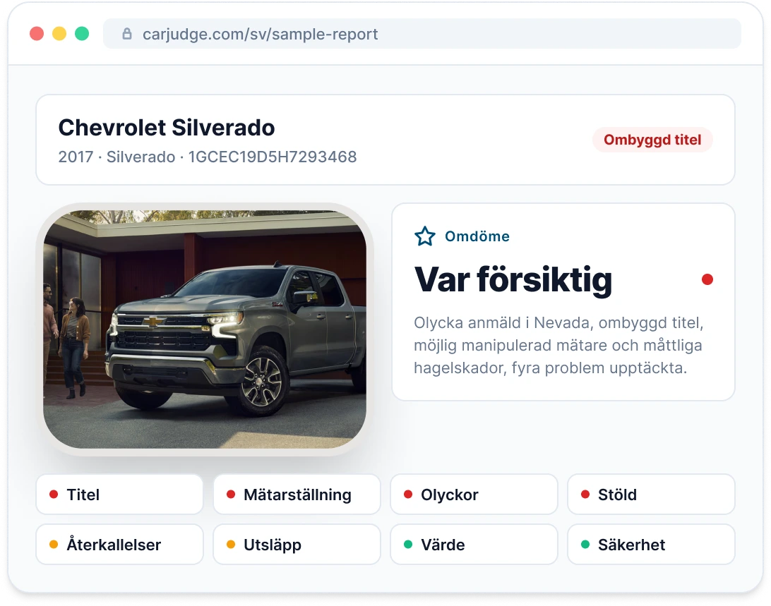 Förhandsvisning av en exempel-Vehicle Report