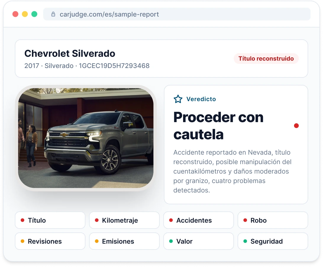 Vista previa de un ejemplo de Vehicle Report