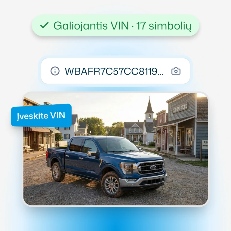 Įveskite VIN arba savo valstybinį numerį