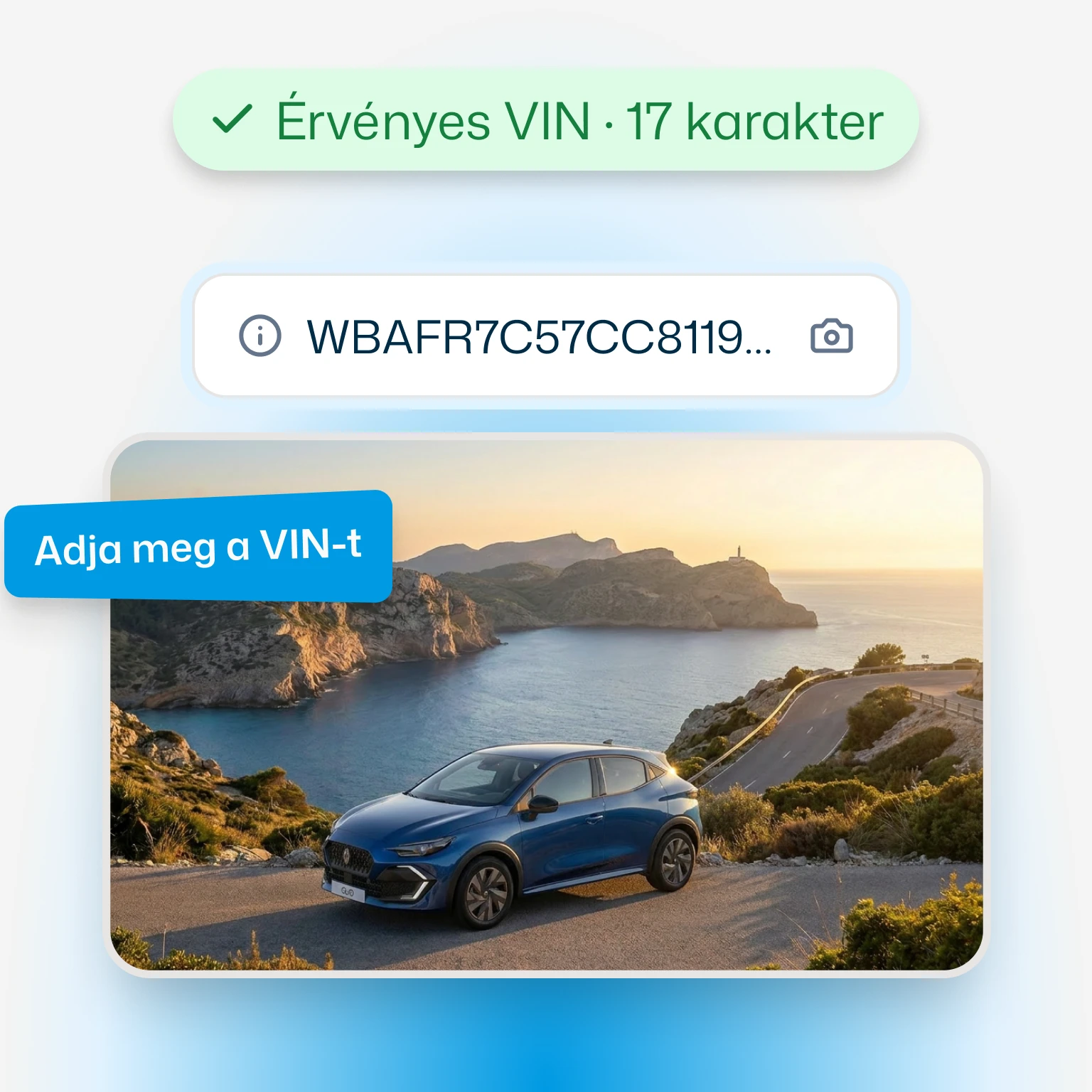 Adja meg az alvázszámot vagy a rendszámát