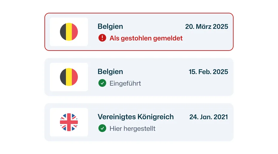 Prüfung auf gestohlene Fahrzeuge