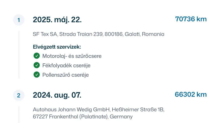 Karbantartási előzmények