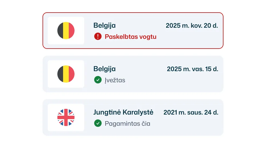 Vogtos transporto priemonės patikra