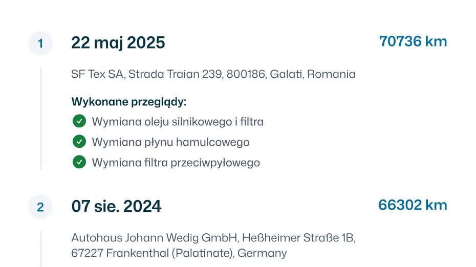 Historia serwisowa