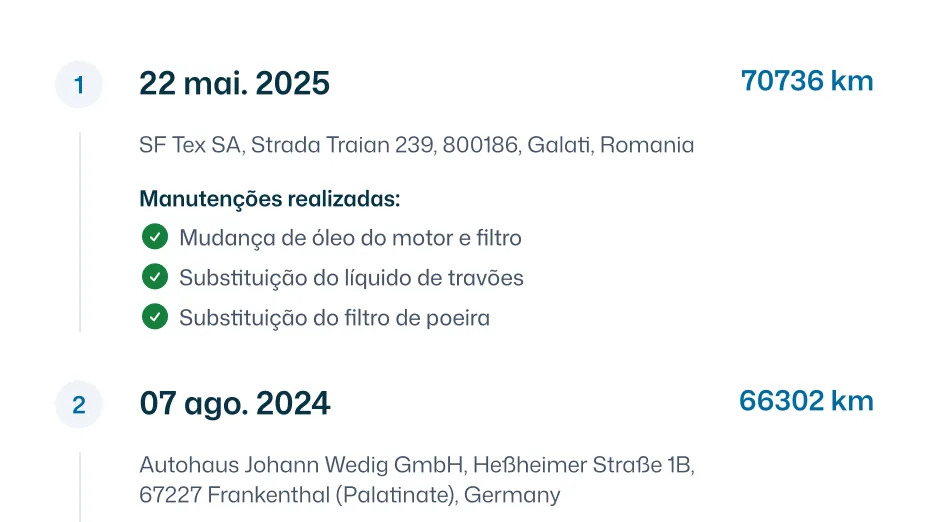 Histórico de manutenção